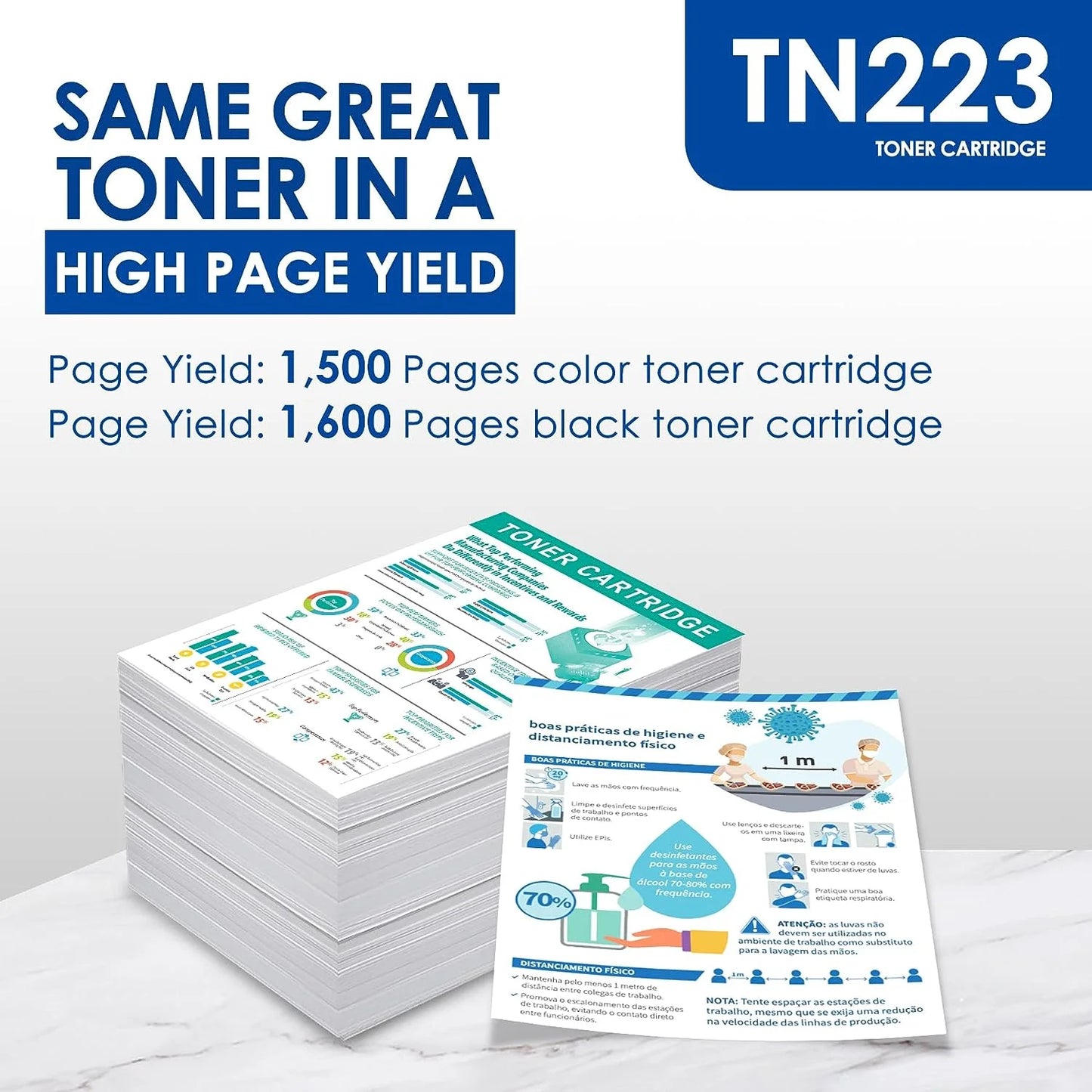 TN-223 TN223 Toner Cartridge 4 Pack Black Cyan Magenta Yellow Replacement for Brother TN223BK/C/M/Y for TN223BK, TN223C, TN223M, TN223Y Toner Cartridge