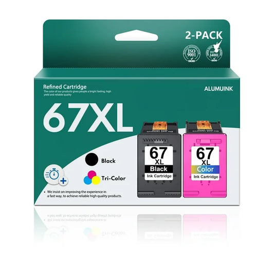 67XL Ink Cartridges Black Color Combo Pack Replacement for HP (2 Pack)