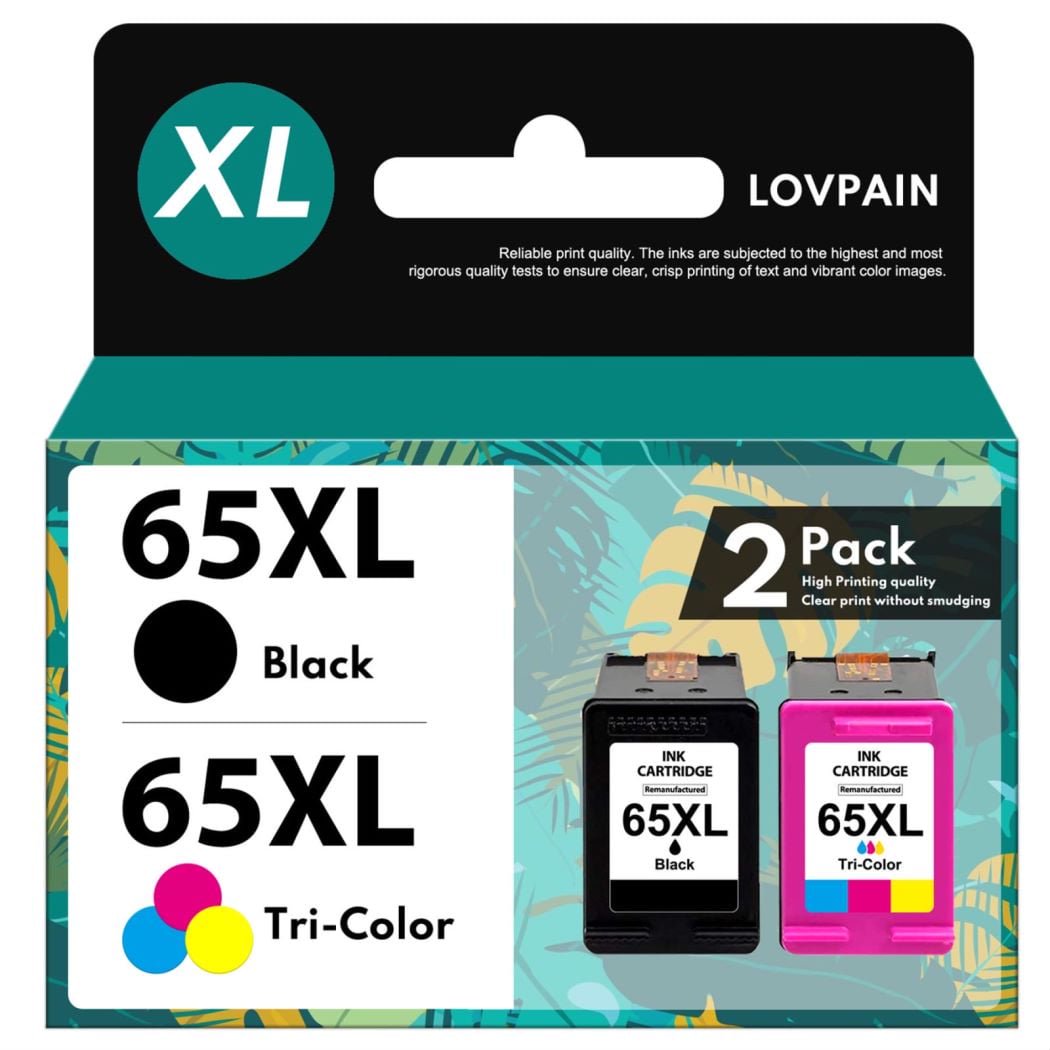 65XL 2 Pack Ink Cartridge Black and Tri-Color Replacement for HP Printer,2 Packs