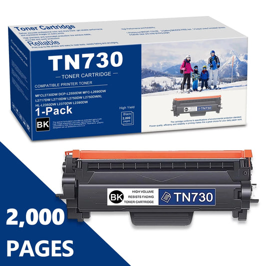 Black Hige Yield TN-730 Toner Replacement for Brother TN 730 Toner Cartridge for MFC-L2710DW Printer (1Pack)