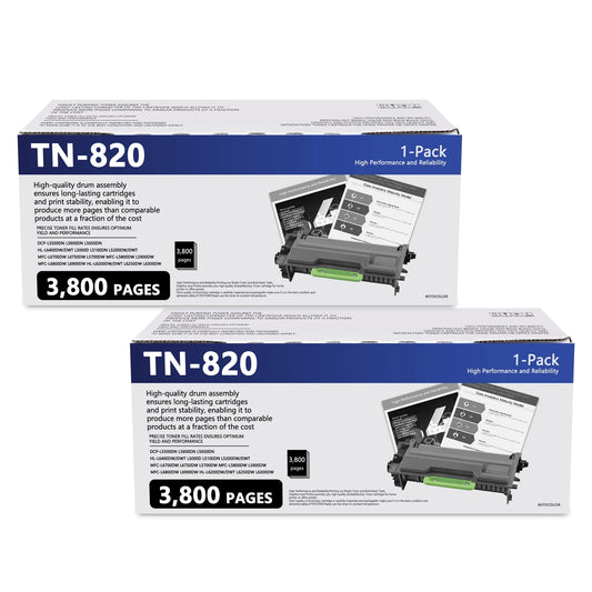 TN-820 Toner Replacement for Brother TN820 Black Toner Cartridge for DCP-L5500DN Toner Printer (2 Pack)